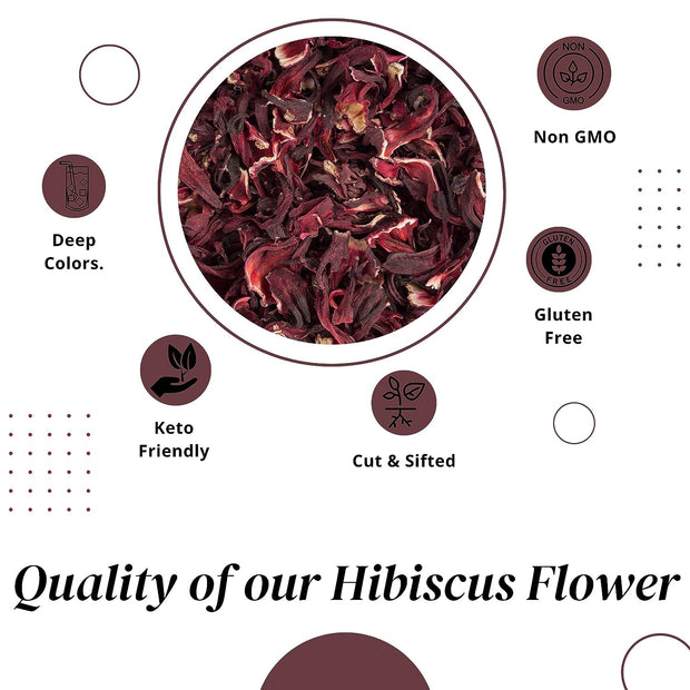 Dried Hibiscus Flowers Cut and Sifted, Flor de Jamaica, Great for Hibiscus Tea Jamaica Tea. 4 oz and 1 lb. (4 oz)