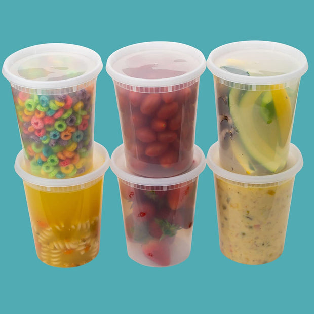 50 Sets [ 25-16oz, 25-32oz] Deli Plastic Food Storage Containers with Lids