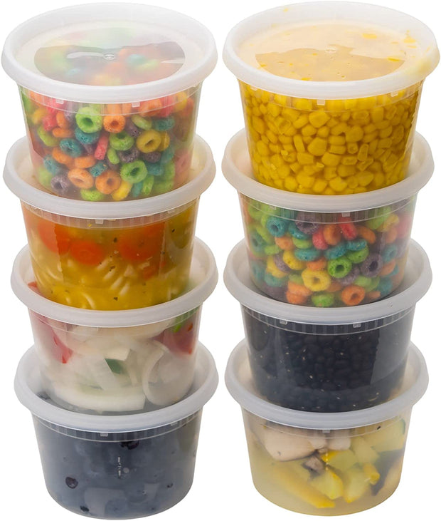 Aozita 32 Sets 12 oz Plastic Deli Food Containers with Lids, Airtight Food Storage Containers, Freezer/Dishwasher/Microwave Safe, Soup Containers